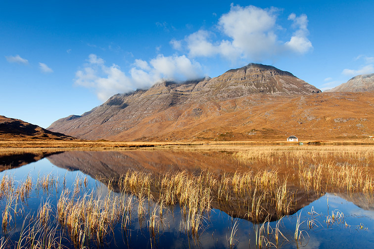 Liathach and reed-fringed lochan, Torridon, Scotland